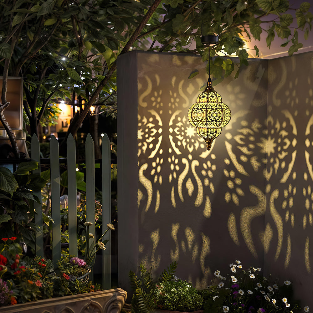 Hanging Solar Moroccan Lantern - Waterproof Outdoor Decor for Patio Pathway