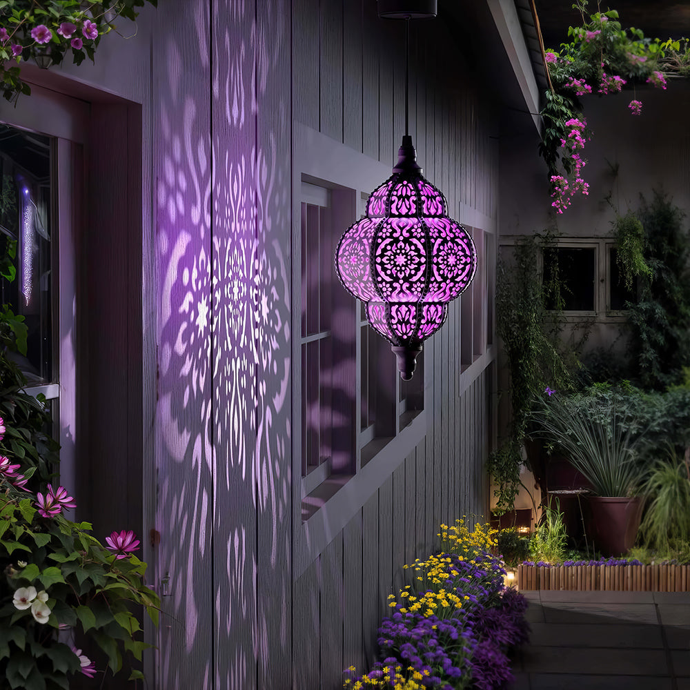 Hanging Solar Moroccan Lantern - Waterproof Outdoor Decor for Patio Pathway
