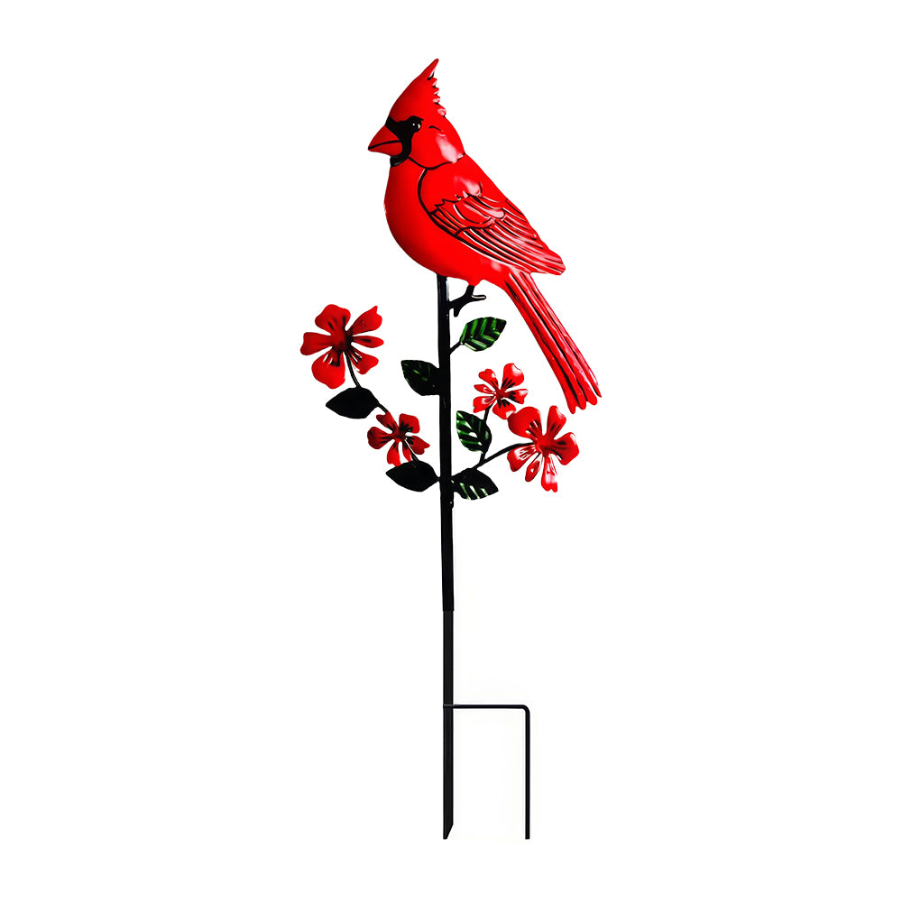 Solar Metal Cardinal Garden Stake - LED Light Outdoor Decor for Yard Pathway