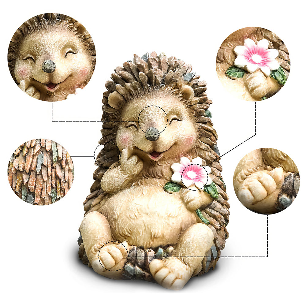 Cute Resin Hedgehog Statue for Garden, Indoor Outdoor Decor - Gift Idea