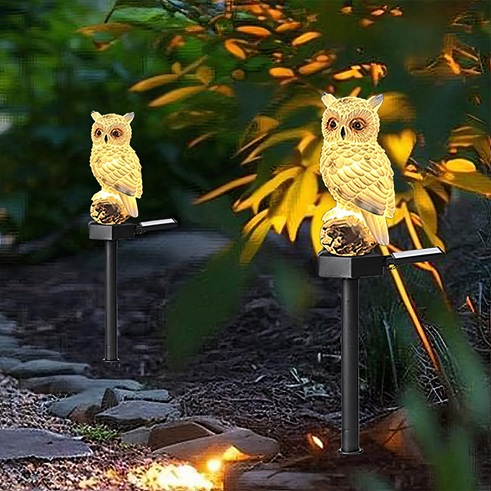 2 Pack Solar Owl Lights - Bird Deterrent Garden Pathway Decor on Waterproof Stake