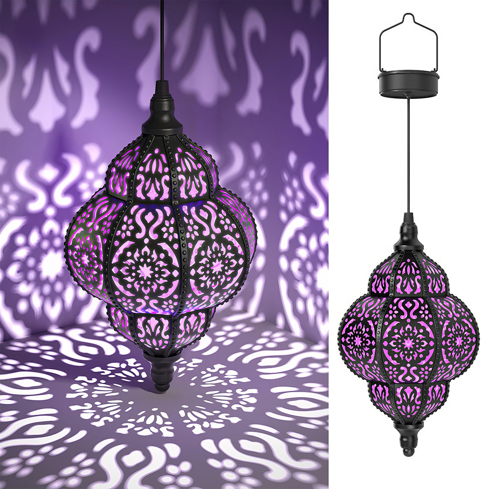 Hanging Solar Moroccan Lantern - Waterproof Outdoor Decor for Patio Pathway