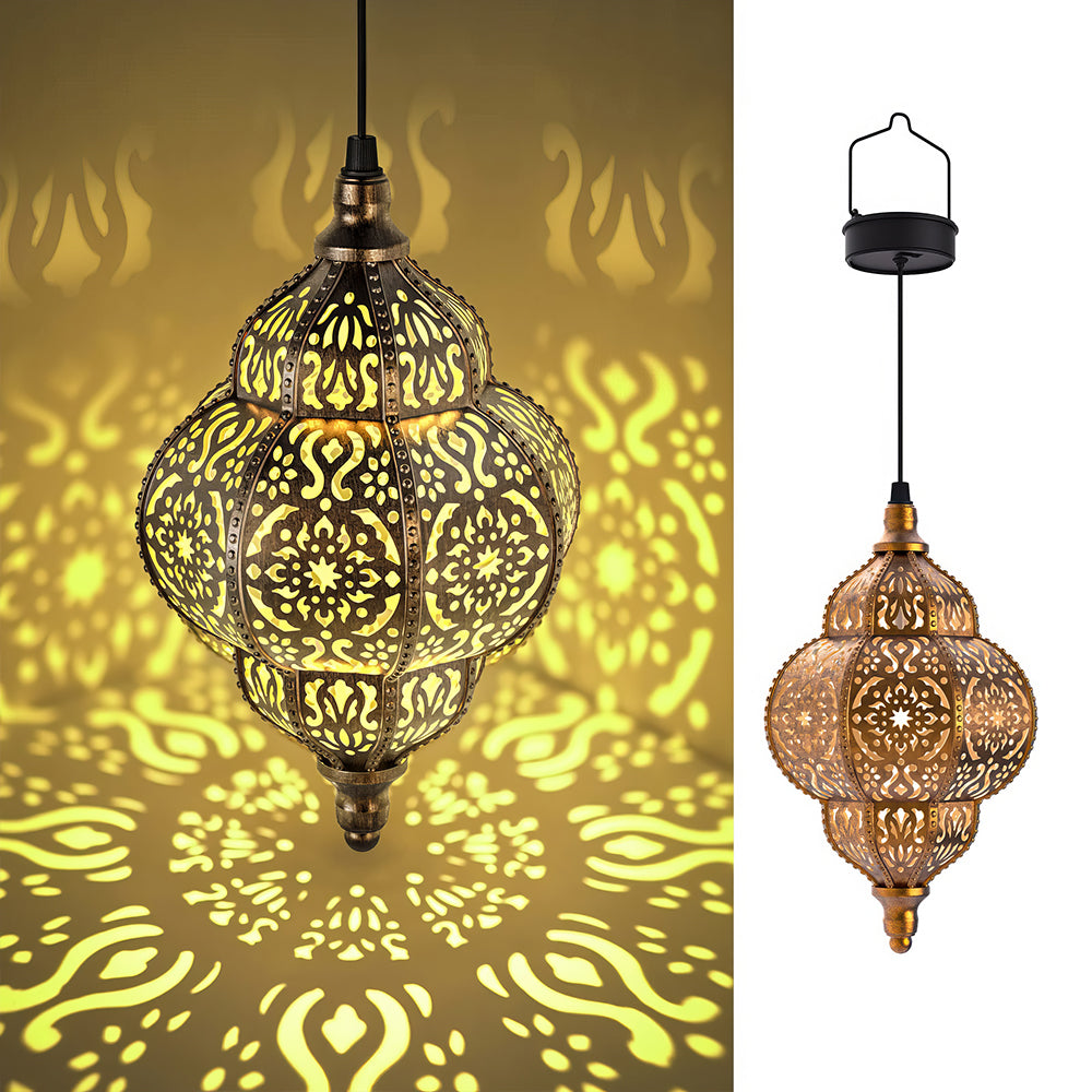 Hanging Solar Moroccan Lantern - Waterproof Outdoor Decor for Patio Pathway