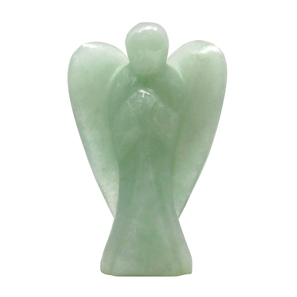 Hand-Carved Green Aventurine Angel Figurine - Stone of Opportunity Luck Gift