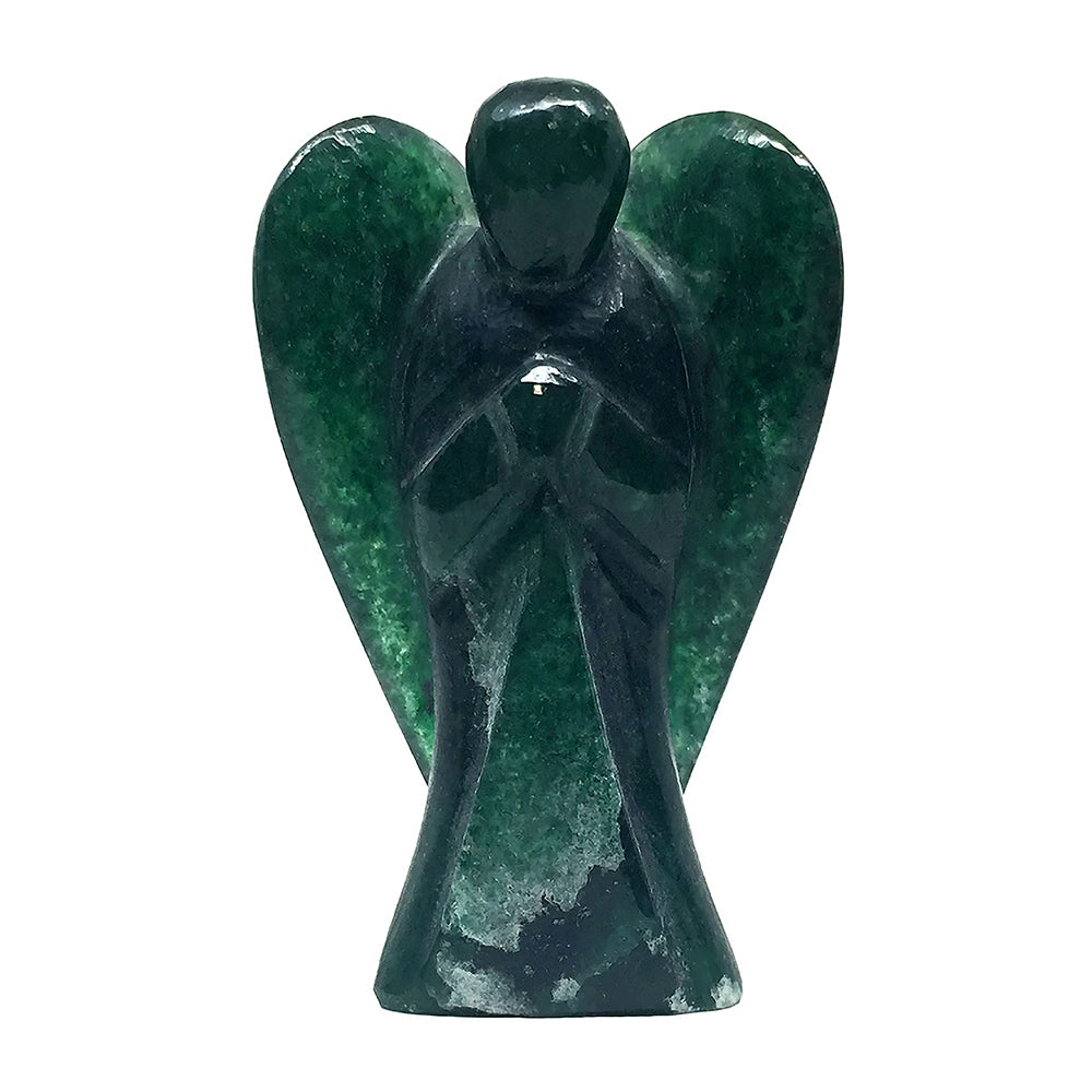 Hand-Carved Green Aventurine Angel Figurine - Stone of Opportunity Luck Gift