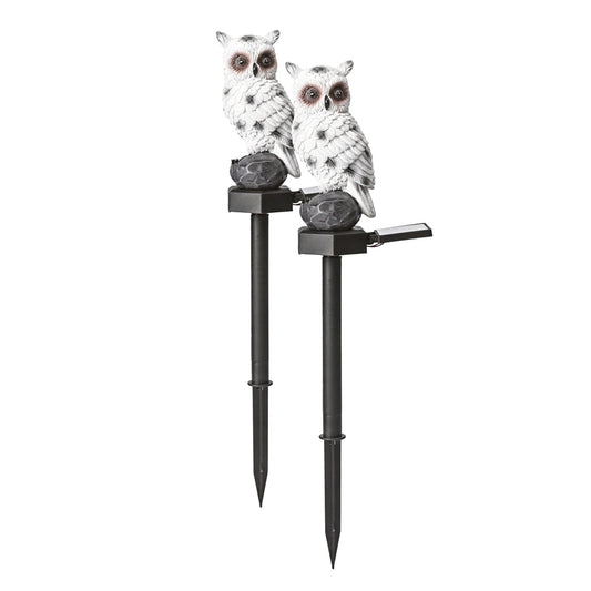 2 Pack Solar Owl Lights - Bird Deterrent Garden Pathway Decor on Waterproof Stake