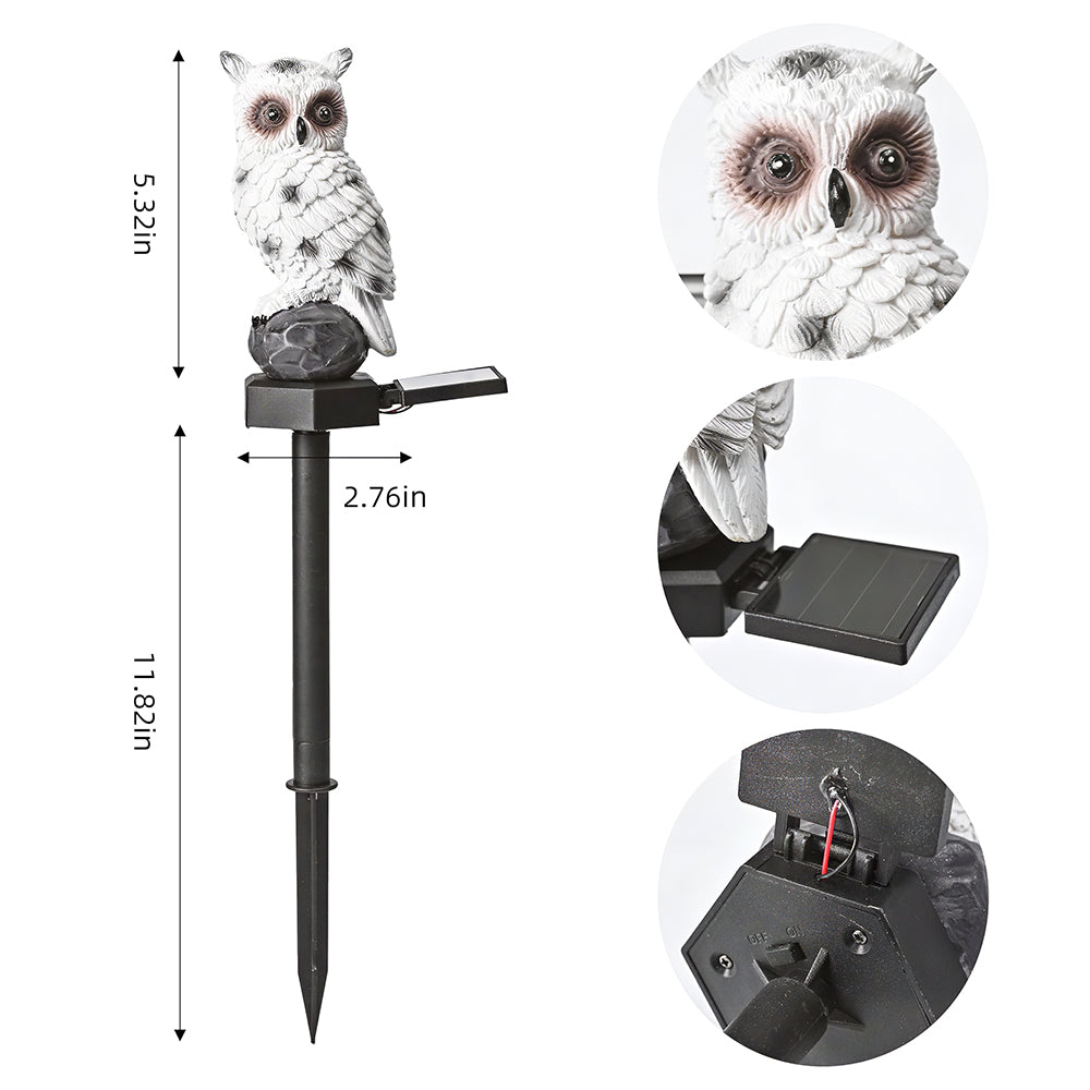 2 Pack Solar Owl Lights - Bird Deterrent Garden Pathway Decor on Waterproof Stake
