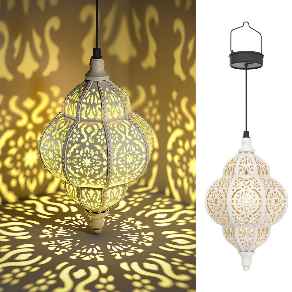 Hanging Solar Moroccan Lantern - Waterproof Outdoor Decor for Patio Pathway