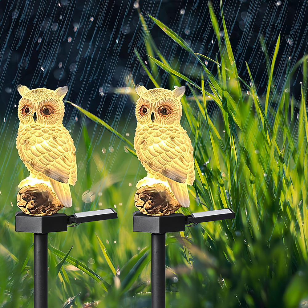 2 Pack Solar Owl Lights - Bird Deterrent Garden Pathway Decor on Waterproof Stake