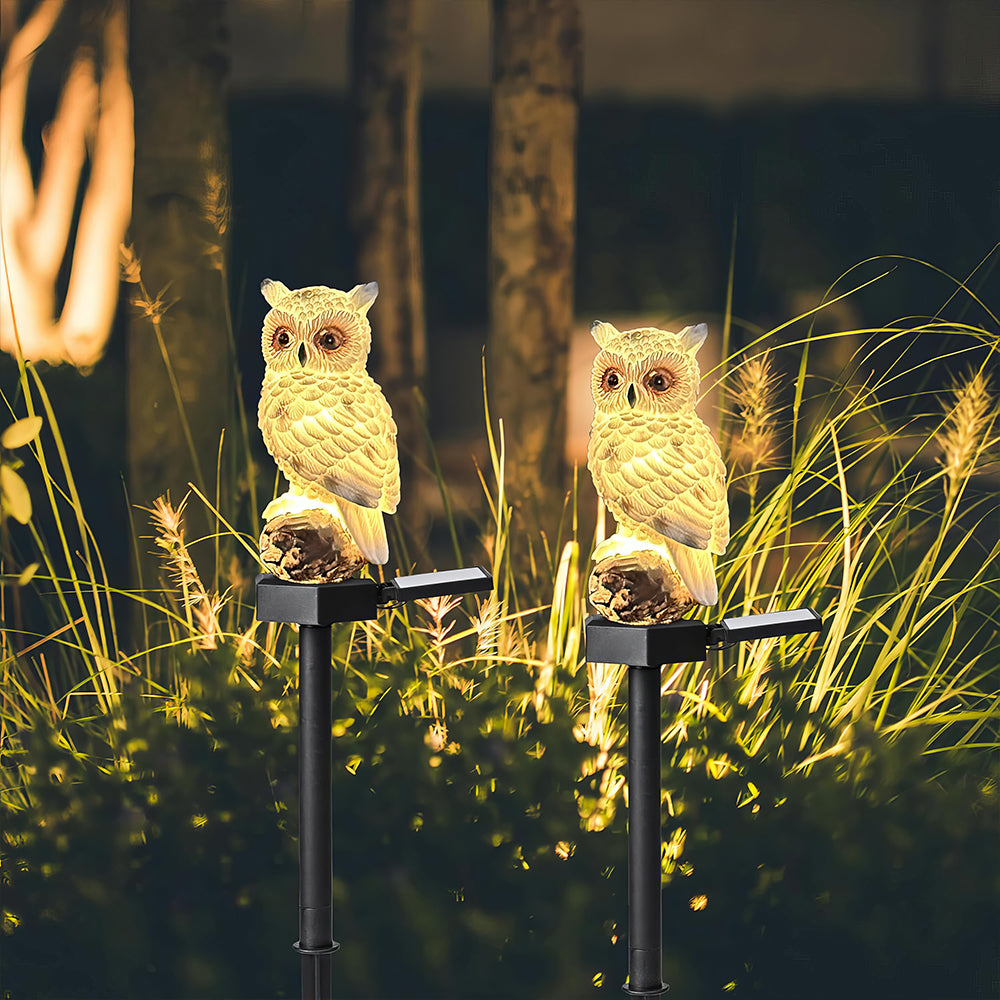 2 Pack Solar Owl Lights - Bird Deterrent Garden Pathway Decor on Waterproof Stake