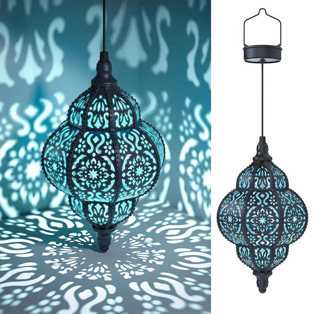 Hanging Solar Moroccan Lantern - Waterproof Outdoor Decor for Patio Pathway