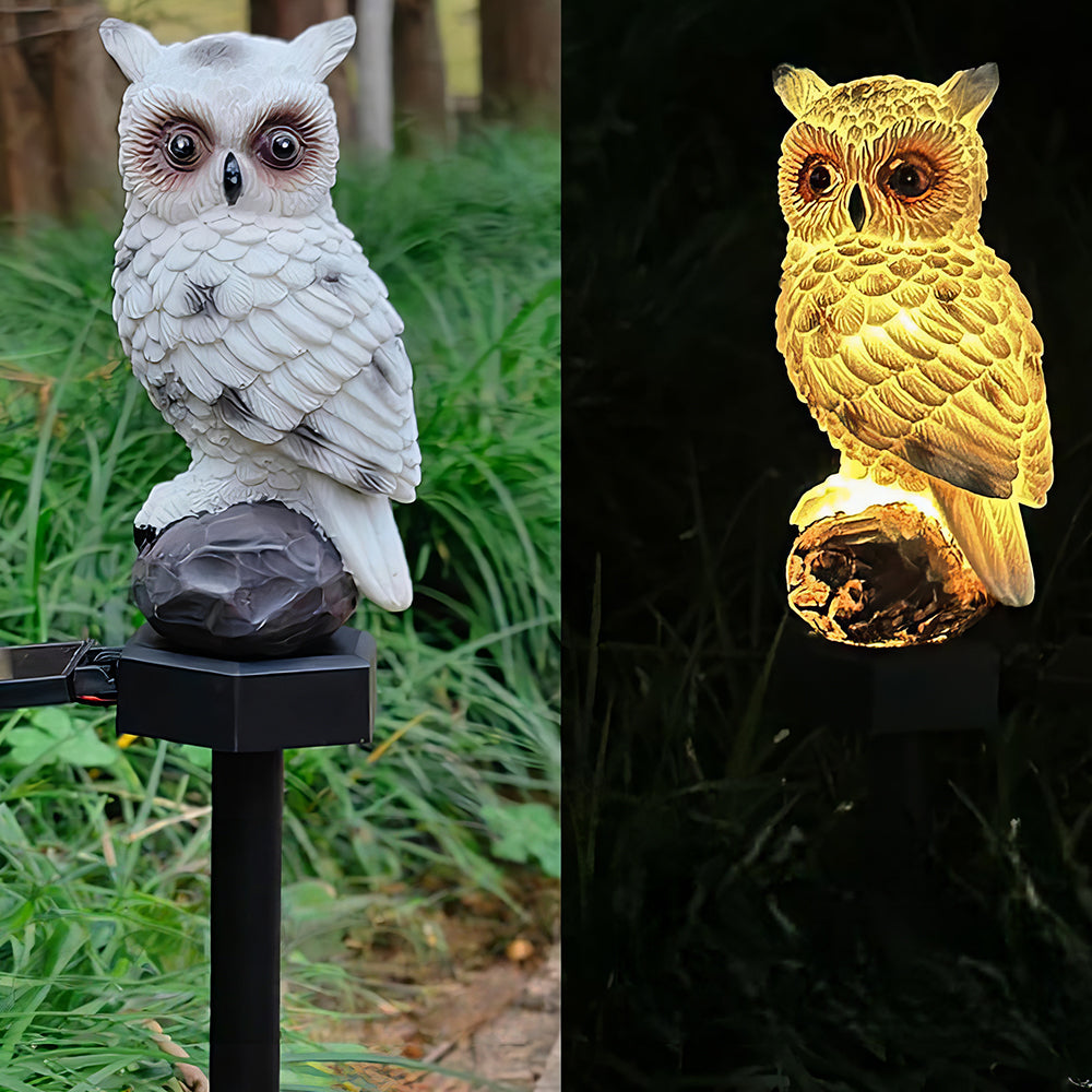 2 Pack Solar Owl Lights - Bird Deterrent Garden Pathway Decor on Waterproof Stake